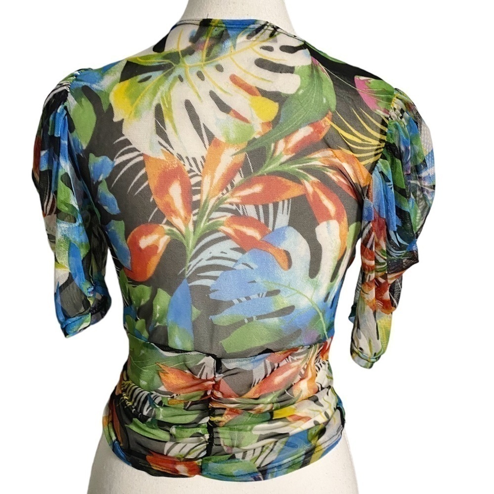 Touch Me Tropical Cropped Puffed Sleeve Top - Picture 2 of 10